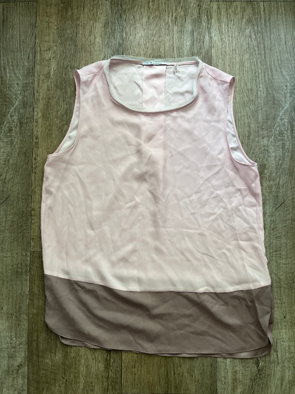 Tahari Blush & Taupe Colorblock Top – Size M